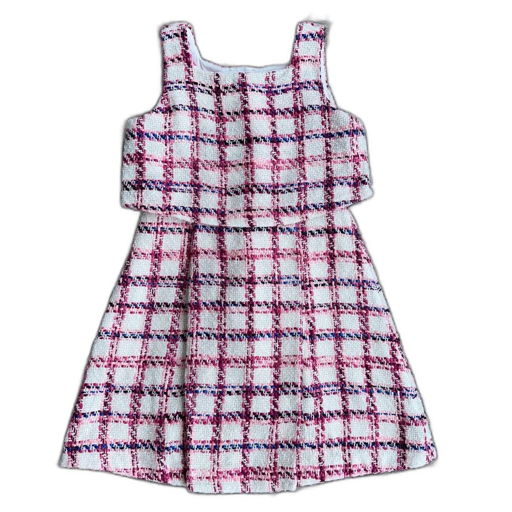 Janie and Jack tweed white pink and purple girls dress size 10